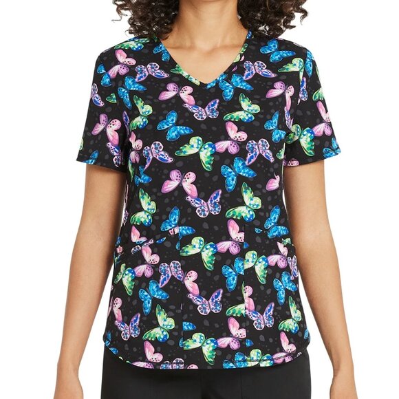 Scrubstar Butterfly Print V-Neck Scrub Top Ultra Soft Womens Sz M, L, 3XL - Picture 5 of 6